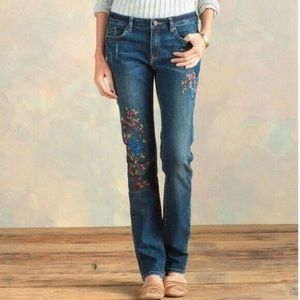 Sundance Magnolia Handpainted Floral Embroidered Straight Leg Jean - 31